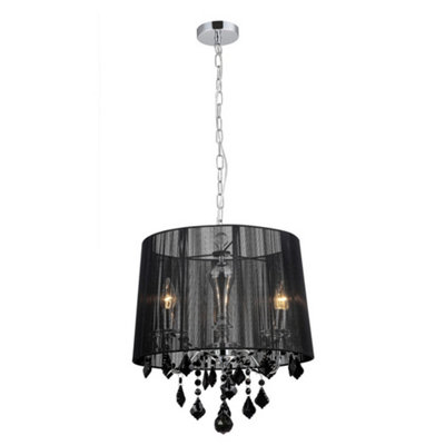 Luminosa Lighting Luminosa Hanging Pendant ChromeBlack 3 Light  With Black Fabric ShadeE14 from B&Q