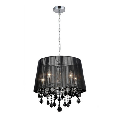 Luminosa Lighting Luminosa Hanging Pendant ChromeBlack 5 Light  With Black Fabric ShadeE14 from B&Q