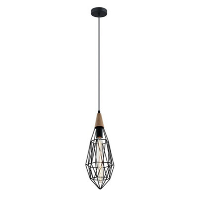 Luminosa Lighting Luminosa Industrial And Retro Hanging Pendant Black 1 Light With Cage ShadeE27 from B&Q