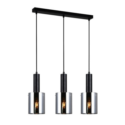 Luminosa Lighting Luminosa Modern Hanging Pendant Black 3 Light  With Smoky ShadeE27 from B&Q