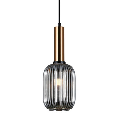 Luminosa Lighting Luminosa Modern Hanging Pendant Brass 1 Light  With GlassSmoky ShadeE27 from B&Q