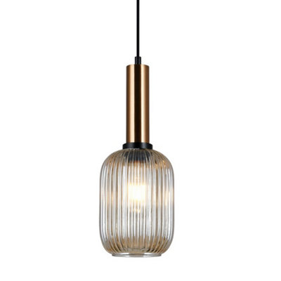 Luminosa Lighting Luminosa Modern Hanging Pendant Brass 1 Light  With Amber ShadeE27 from B&Q