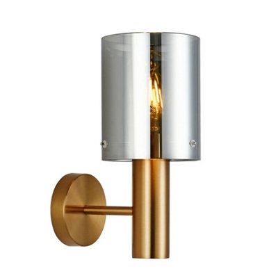 Luminosa Lighting Luminosa Modern Wall Lamp Brass 1 Light With Smoky ShadeE27 from B&Q