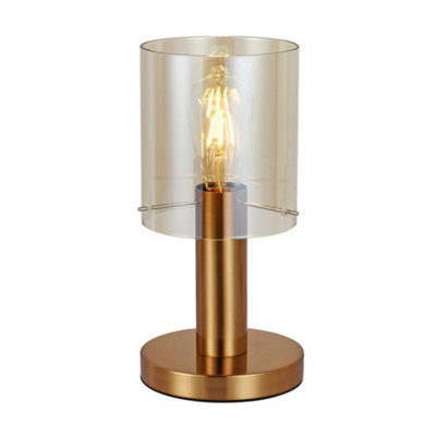 Luminosa Ing Luminosa Modern Table Lamp Brass 1 With Shade, E27 Light/Amber