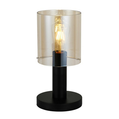 Luminosa Ing Luminosa Modern Table Lamp 1 With Shade, E27 Black/Light/Amber