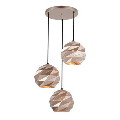 Luminosa Lighting Luminosa Modern Hanging Pendant Golden 3 Light E27 from B&Q