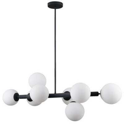 Luminosa Lighting Luminosa Modern Hanging Pendant Black 8 Light  With White ShadeG9 from B&Q