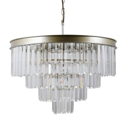 B&Q -  Luminosa Hanging Pendant Golden Champagne 8 Light With Crystal Glass ShadeE14