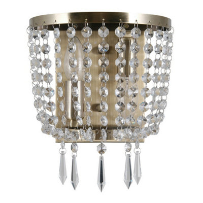 Luminosa Lighting Luminosa Wall Lamp Antique Bronze 2 Light With Crystal Glass ShadeE14 from B&Q