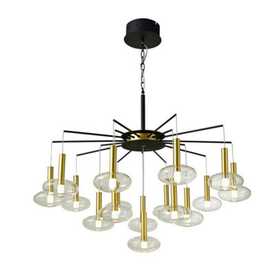 B&Q -  Luminosa Modern Led Hanging Pendant BlackGoldWarm White 3000K