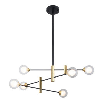 Luminosa Lighting Luminosa Modern Hanging Pendant Brass 6 With Clear Shade, G9 Black/Light
