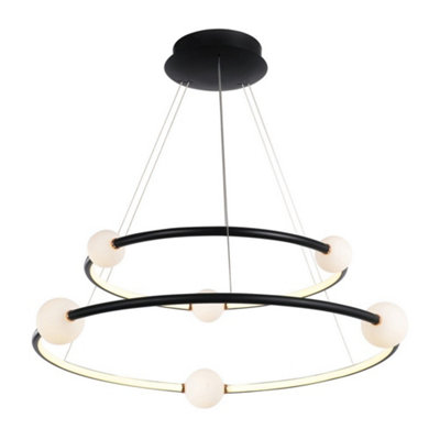 B&Q -  Luminosa Modern Led Hanging Pendant BlackPinkWarm White 3000K 4600Lm Dimmable