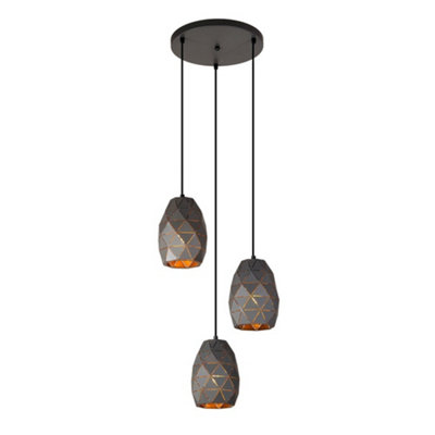 Luminosa Lighting Luminosa Modern Hanging Pendant GraphiteGoldChampagne 2 Light E27 from B&Q
