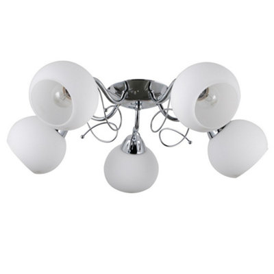 Luminosa Ing Luminosa Stylized Flush Ceiling Chrome, 5 With Shade, E27 Light/White
