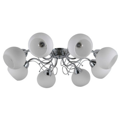Luminosa Ing Luminosa Stylized Flush Ceiling Chrome, 8 With Shade, E27 Light/White