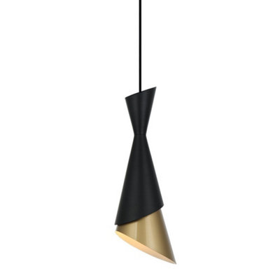 Luminosa Lighting Luminosa Modern Hanging Pendant BlackGold 1 Light E27 from B&Q