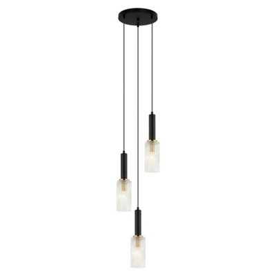 Luminosa Lighting Luminosa Modern Hanging Pendant BlackGold 3 Light E14 from B&Q