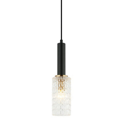 B&Q -  Luminosa Modern Hanging Pendant BlackGold 1 Light E14
