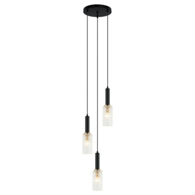 Luminosa Lighting Luminosa Modern Hanging Pendant BlackGold 3 Light E14 from B&Q