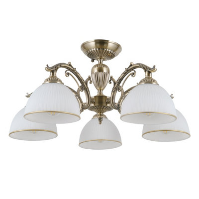 B&Q -  Luminosa Feneza Stylish 5 Light Multi Arm Semi Flush Ceiling LampE27