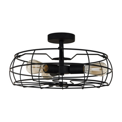 Luminosa Ing Luminosa Industrial And Retro Flush Ceiling 3 E27 Light/Black