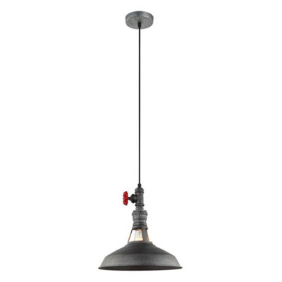 Luminosa Ing Luminosa Industrial And Retro Hanging Pendant 1 With Shade, E27 Grey/Light/Black