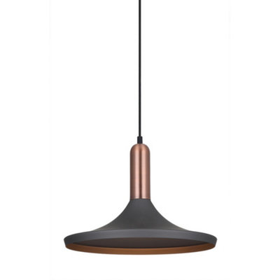 Luminosa Lighting Luminosa Modern Hanging Pendant GrayCopper 1 Light E27 from B&Q