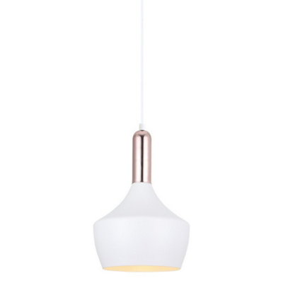 Luminosa Lighting Luminosa Modern Hanging Pendant WhiteCopper 1 Light E27 from B&Q