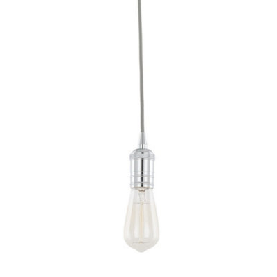 B&Q -  Luminosa Modern Hanging Pendant Lamp Holders Chrome 1 Light E27