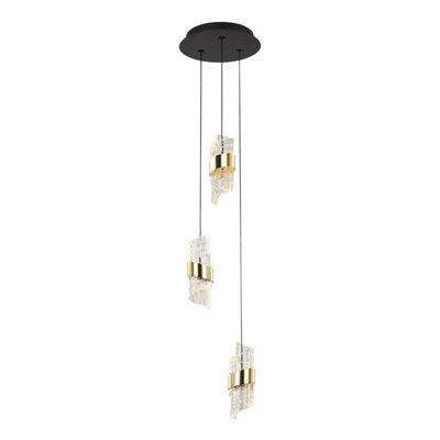 Luminosa Lighting Luminosa Tonga Cluster Pendant Ceiling Light BlackGold 3000K Warm White 3Xled from B&Q