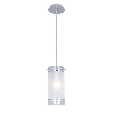 B&Q -  Luminosa Modern Hanging Pendant Chrome 1 Light With Matt ShadeE27