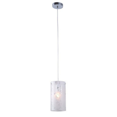 B&Q -  Luminosa Modern Hanging Pendant Chrome 1 Light With Fabric ShadeE27