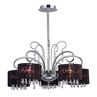 Luminosa Lighting Luminosa Hanging Pendant Fixed Black 5 Light  With Crystal ShadeE14 from B&Q