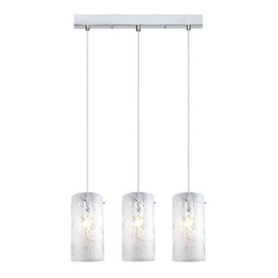 B&Q -  Luminosa Modern Hanging Pendant Chrome 3 Light With Matt ShadeE27