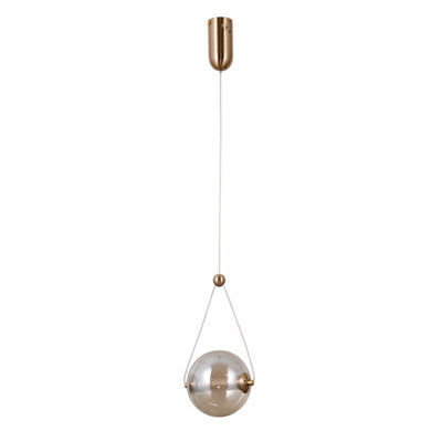 Luminosa Lighting Luminosa Rastia 15Cm Globe Pendant Ceiling Light Gold Amber Shade 3000K Warm White from B&Q