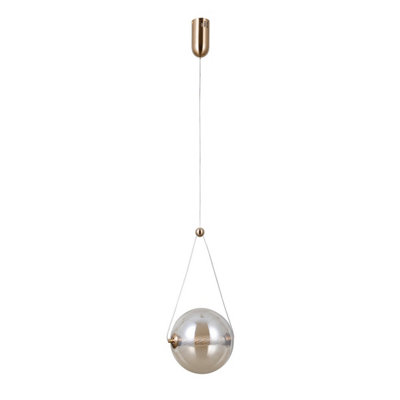 Luminosa Lighting Luminosa Rastia 20Cm Globe Pendant Ceiling Light Gold Amber Shade 3000K Warm White from B&Q