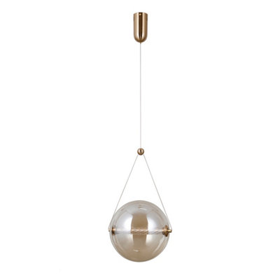 Luminosa Lighting Luminosa Rastia 25Cm Globe Pendant Ceiling Light Gold Amber Shade 3000K Warm White from B&Q