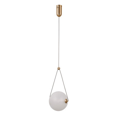 Luminosa Lighting Luminosa Rastia 20Cm Globe Pendant Ceiling Light Gold Opal Shade 3000K Warm White from B&Q
