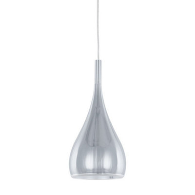 B&Q -  Luminosa Modern Hanging Pendant Chrome 1 Light With Metal Alloy ShadeE27