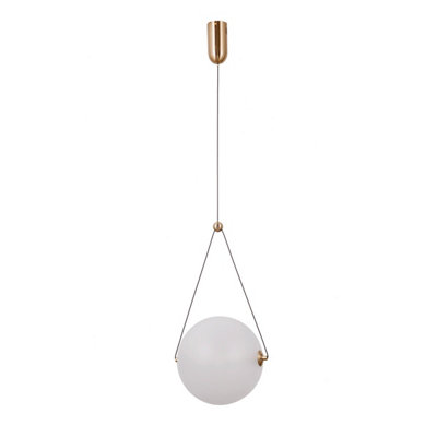 Luminosa Lighting Luminosa Rastia 25Cm Globe Pendant Ceiling Light Gold Opal Shade 3000K Warm White from B&Q