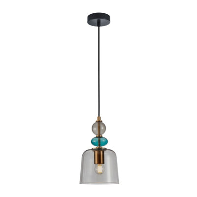 Luminosa Lighting Luminosa Namos Dome Pendant Ceiling Light Brass With Smoked Shade from B&Q