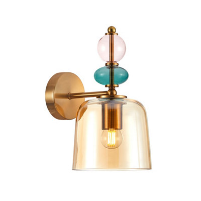 Luminosa Lighting Luminosa Namos Wall Lamp Brass With Amber Shade from B&Q