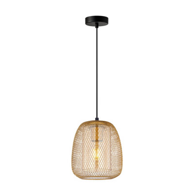 B&Q -  Luminosa Amiria Wire Frame Pendant Ceiling Light Gold