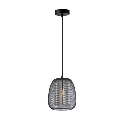 B&Q -  Luminosa Amiria Wire Frame Pendant Ceiling Light Black