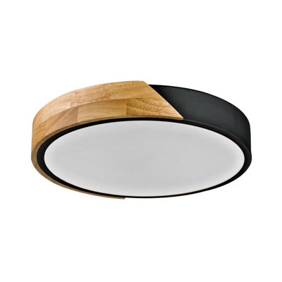 Luminosa Lighting Luminosa Nastro Decorative Flush Ceiling Light WoodBlack 3000K Warm White from B&Q