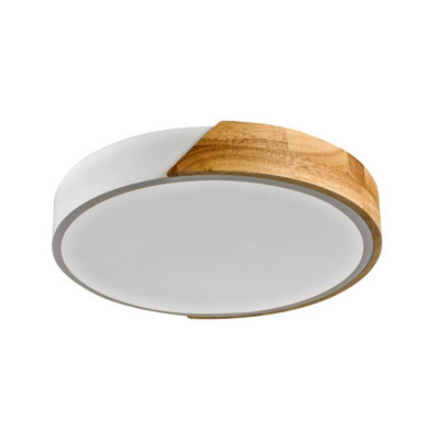 Luminosa Lighting Luminosa Nastro Decorative Flush Ceiling Light WoodWhite 3000K Warm White from B&Q