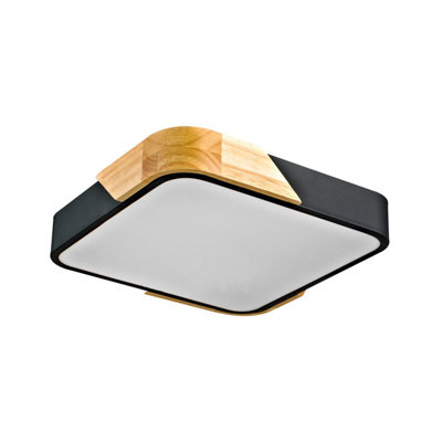 Luminosa Lighting Luminosa Santer Decorative Flush Ceiling Light WoodBlack 3000K Warm White from B&Q