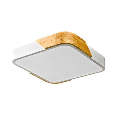Luminosa Lighting Luminosa Santer Decorative Flush Ceiling Light WoodWhite 3000K Warm White from B&Q
