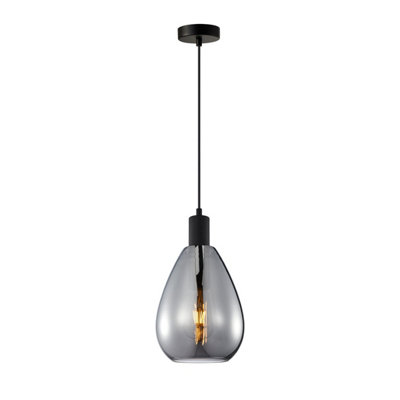 B&Q -  Luminosa Zulo Teardrop Dome Pendant Ceiling Light Black