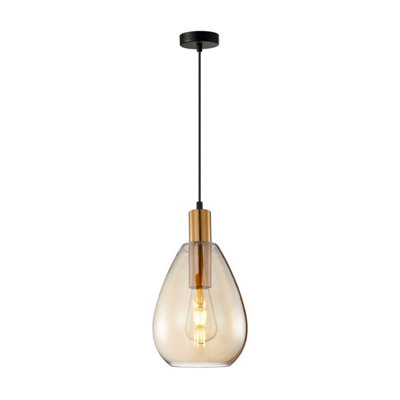 B&Q -  Luminosa Zulo Teardrop Dome Pendant Ceiling Light Brass
